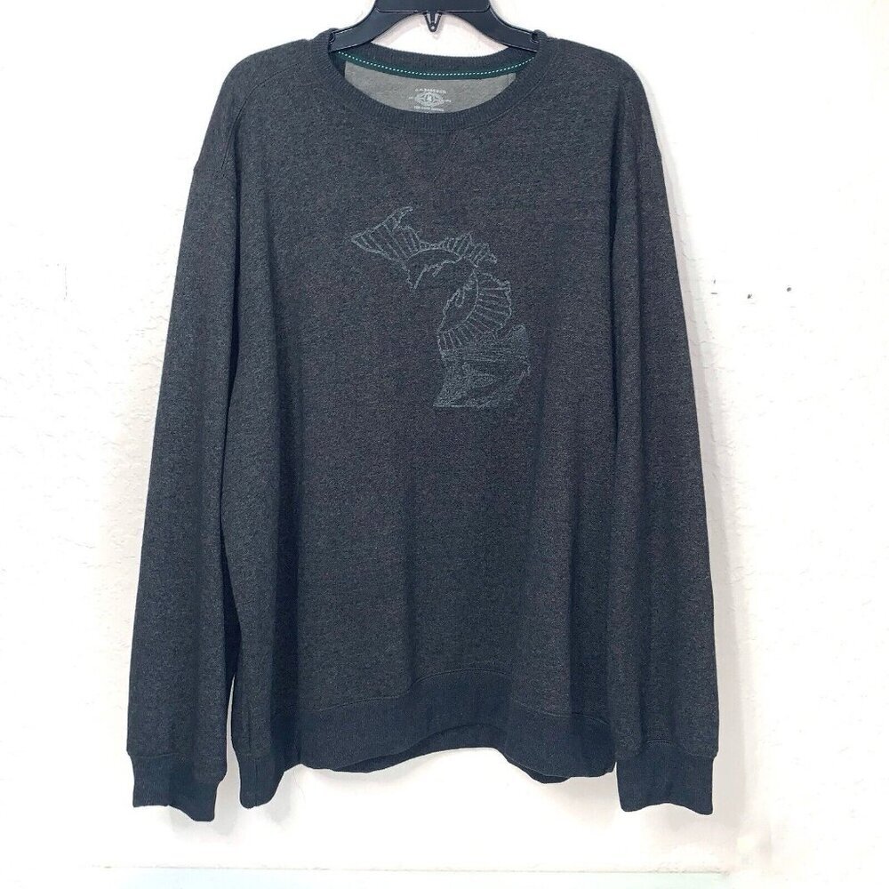 Michigan Graphic Sweatshirt Mens XXL Gray G.H. Bass Long Sleeves Warm Cozy